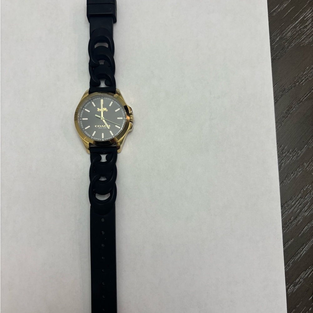 Coach Gold and Black Men’s Watch with Chain-Link Strap - Picture 2 of 3